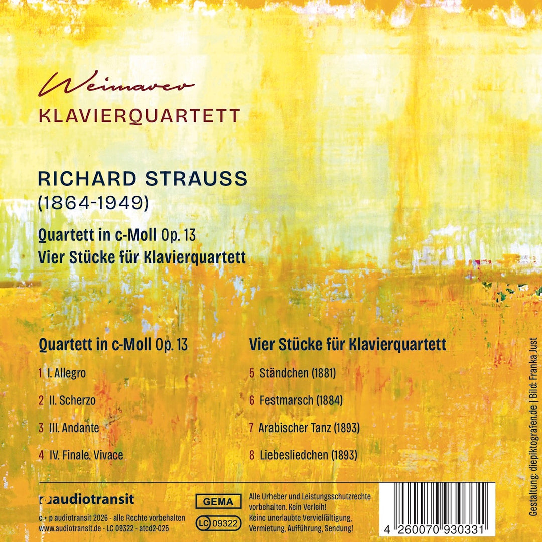Weimar Piano Quartet - Richard Strauss – Quartet in C minor Op. 13 – Four Pieces for Piano Quartet (CD)